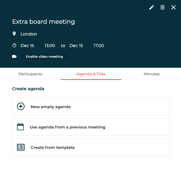 Board agenda templates