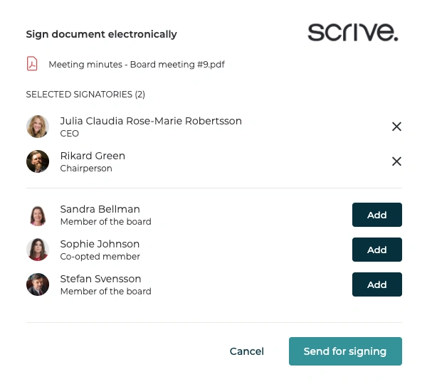 Digital signing for Board of Directors