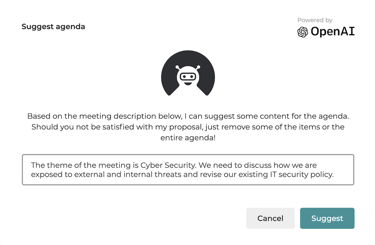 Agenda based on open-ai